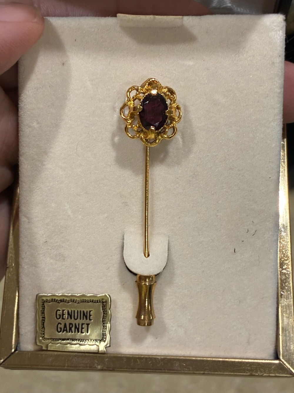 Vintage Garnet Stick Pin New/Old Stock